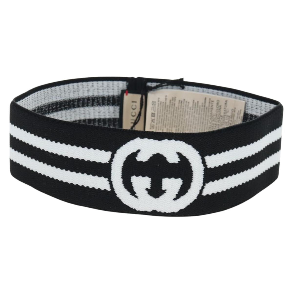 GUCCI Hair Band Polyester White Black Auth 192853M