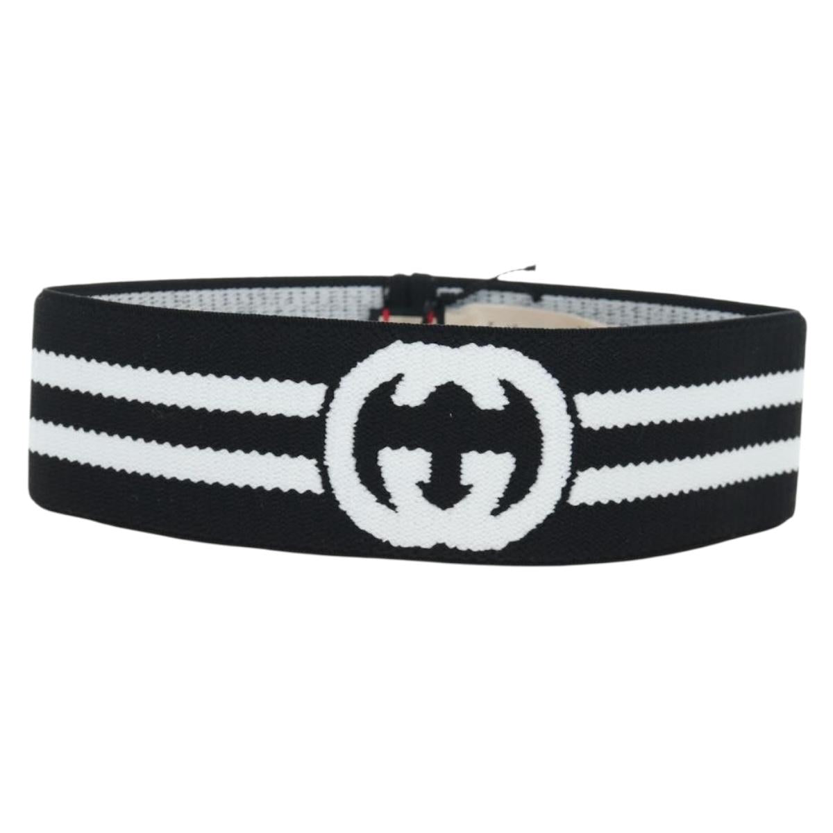 GUCCI Hair Band Polyester White Black Auth 192853M