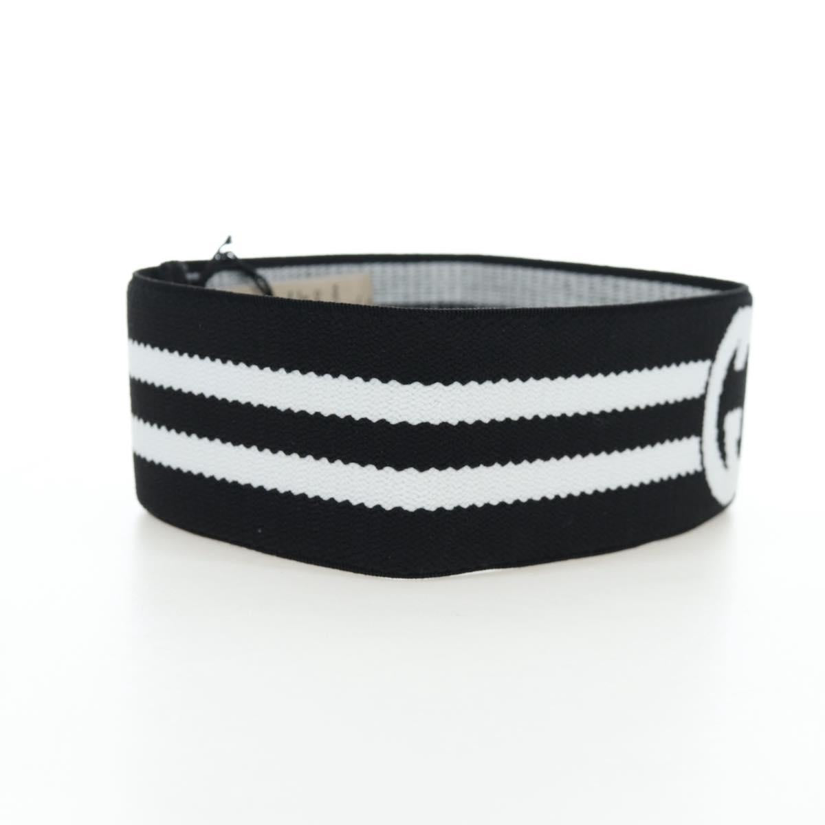 GUCCI Hair Band Polyester White Black Auth 192853M