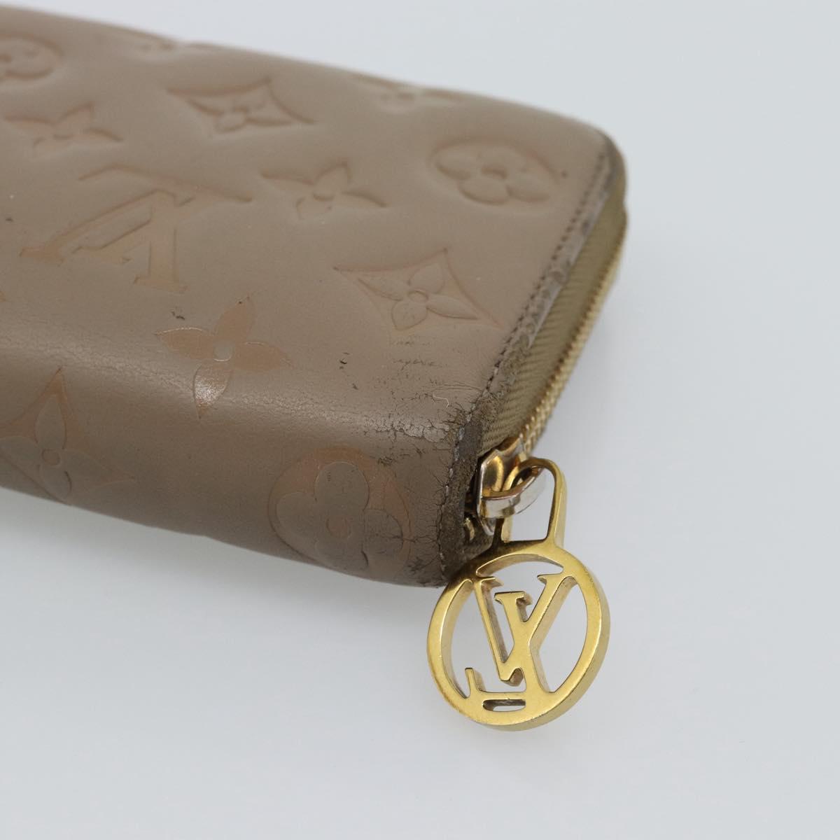 LOUIS VUITTON Monogram Emboss Zippy Wallet Long Wallet Beige M81511 Auth 192854