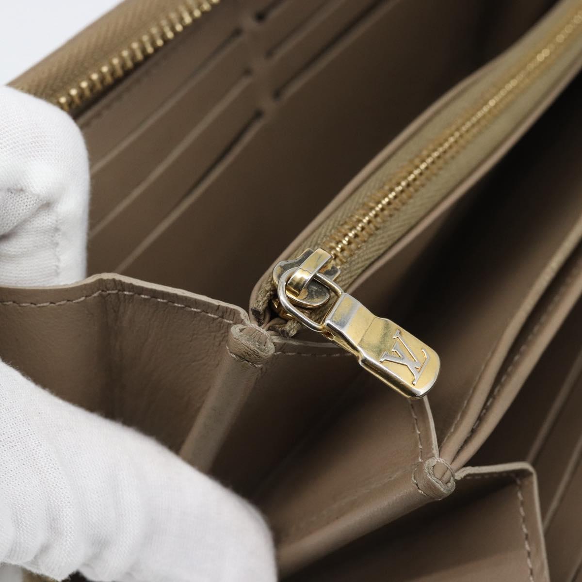 LOUIS VUITTON Monogram Emboss Zippy Wallet Long Wallet Beige M81511 Auth 192854
