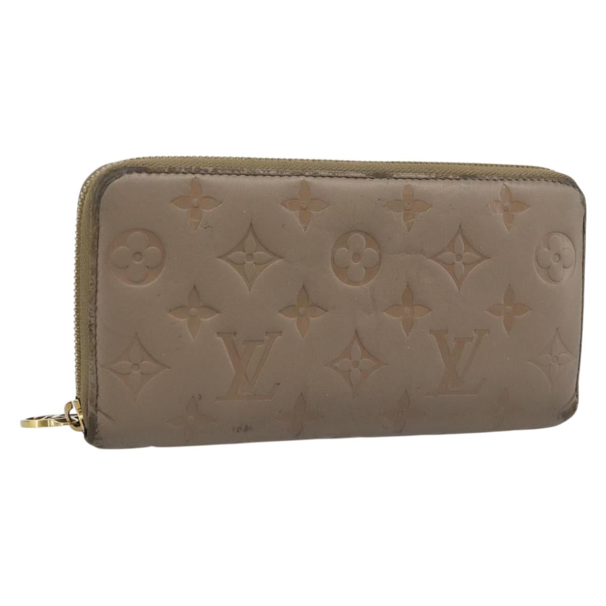 LOUIS VUITTON Monogram Emboss Zippy Wallet Long Wallet Beige M81511 Auth 192854