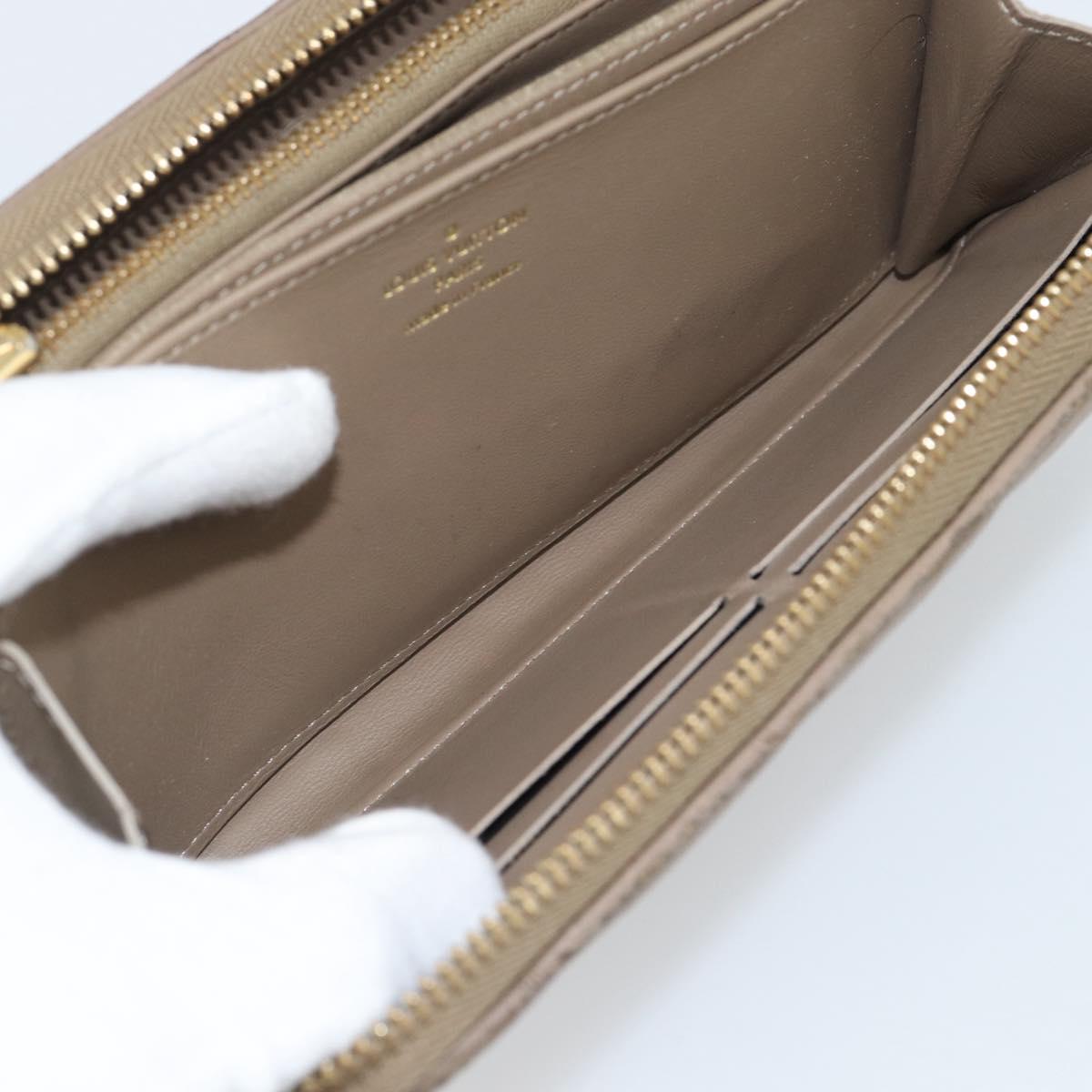 LOUIS VUITTON Monogram Emboss Zippy Wallet Long Wallet Beige M81511 Auth 192854