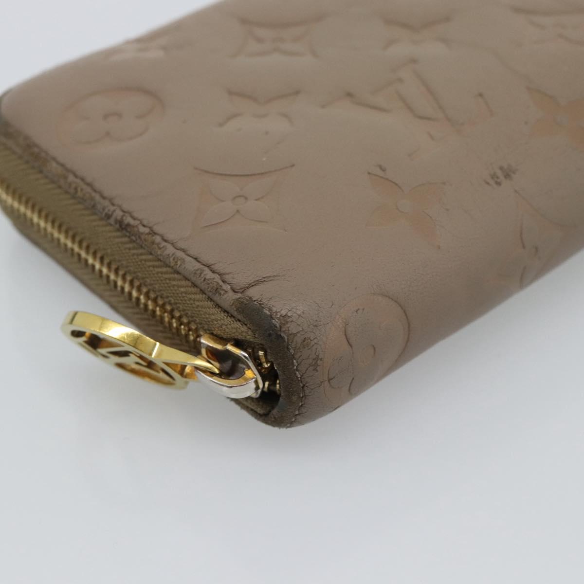 LOUIS VUITTON Monogram Emboss Zippy Wallet Long Wallet Beige M81511 Auth 192854