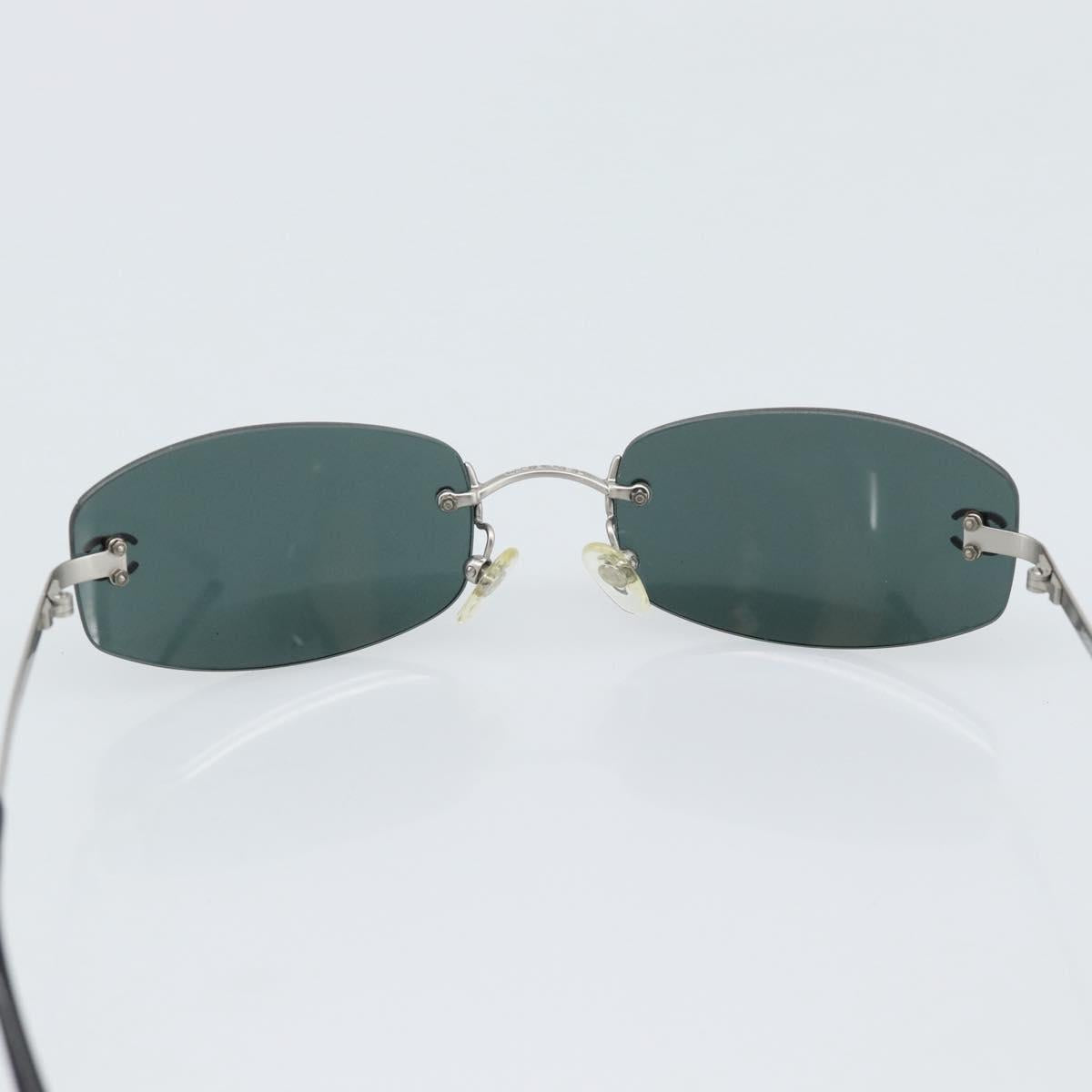 CHANEL COCO Mark Sunglasses Metal Silver Black CC Auth 192855M