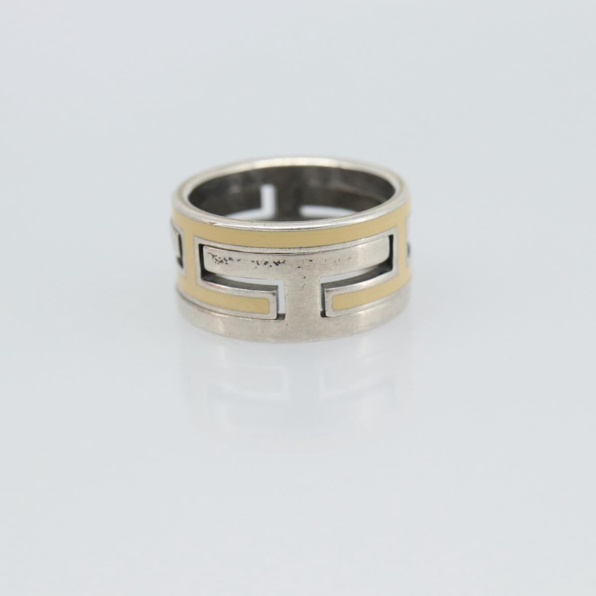 HERMES Move Ash Ring Ag925 Silver Beige Auth 192856M