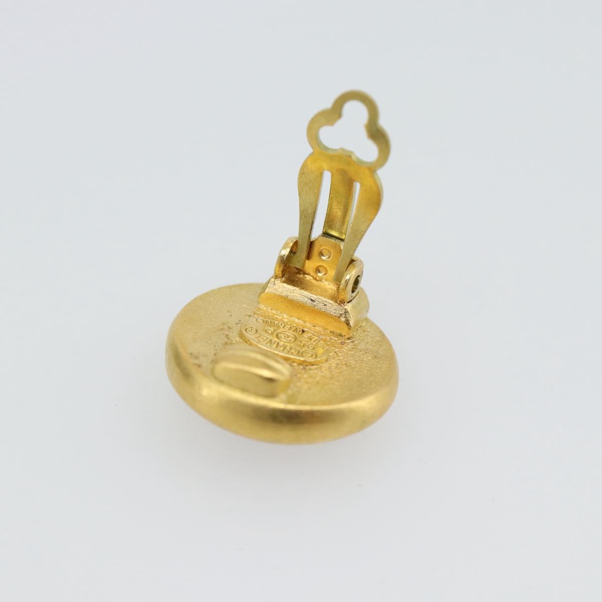 CHANEL Earring Metal Gold Tone Red CC Auth 192857V