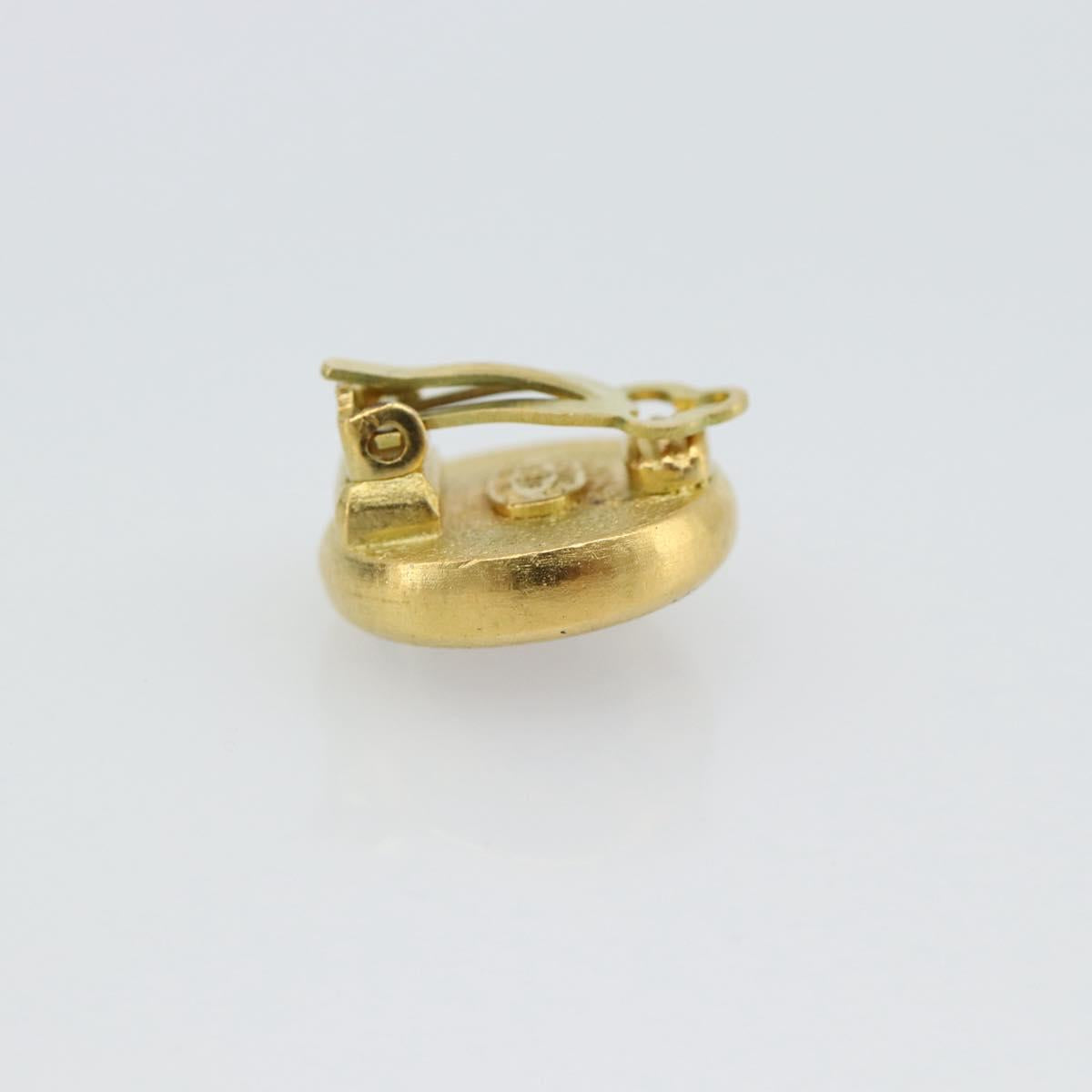 CHANEL Earring Metal Gold Tone Red CC Auth 192857V