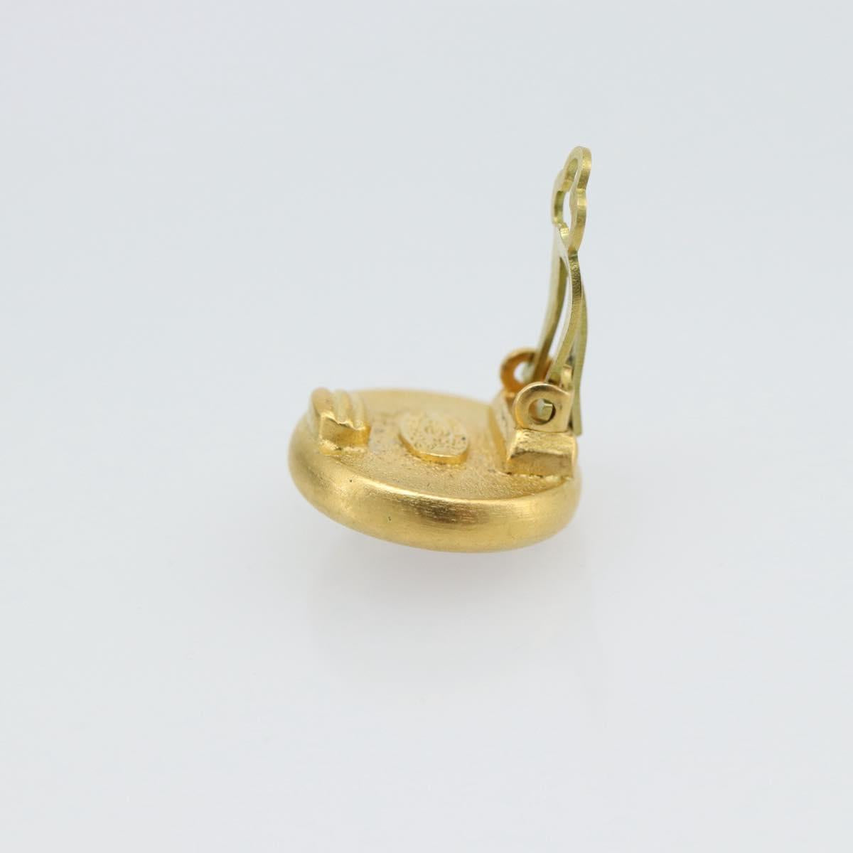 CHANEL Earring Metal Gold Tone Red CC Auth 192857V