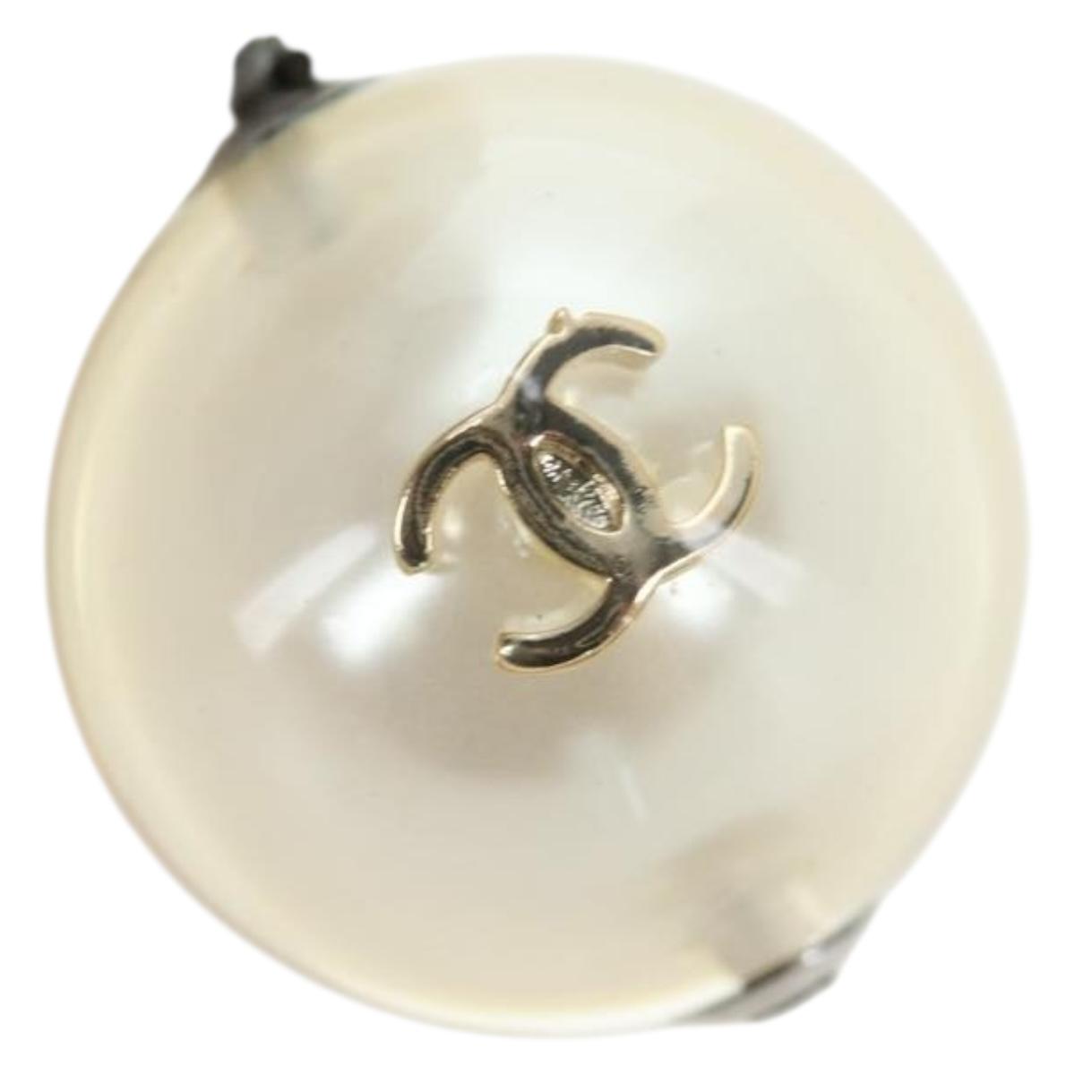 CHANEL Pierce Metal Silver Yellow CC Auth 192858V
