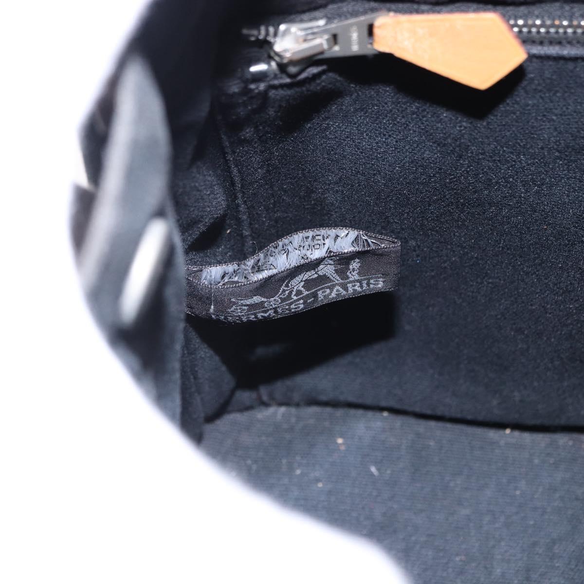 HERMES Fourre Tout PM Hand Bag Canvas Black Silver Auth 192872
