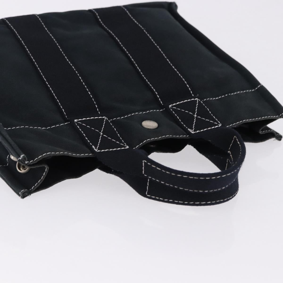HERMES Fourre Tout PM Hand Bag Canvas Black Silver Auth 192872