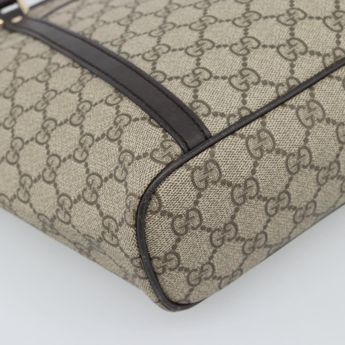 GUCCI GG Supreme Tote Bag PVC Leather Beige Gold Tone 388929 Auth 192875A
