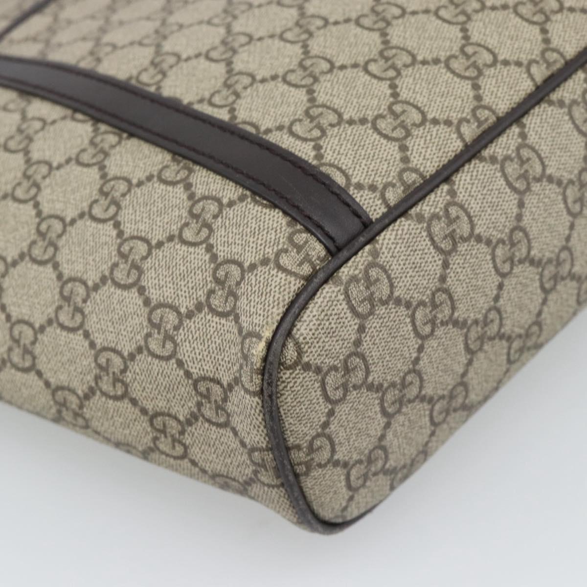 GUCCI GG Supreme Tote Bag PVC Leather Beige Gold Tone 388929 Auth 192875A