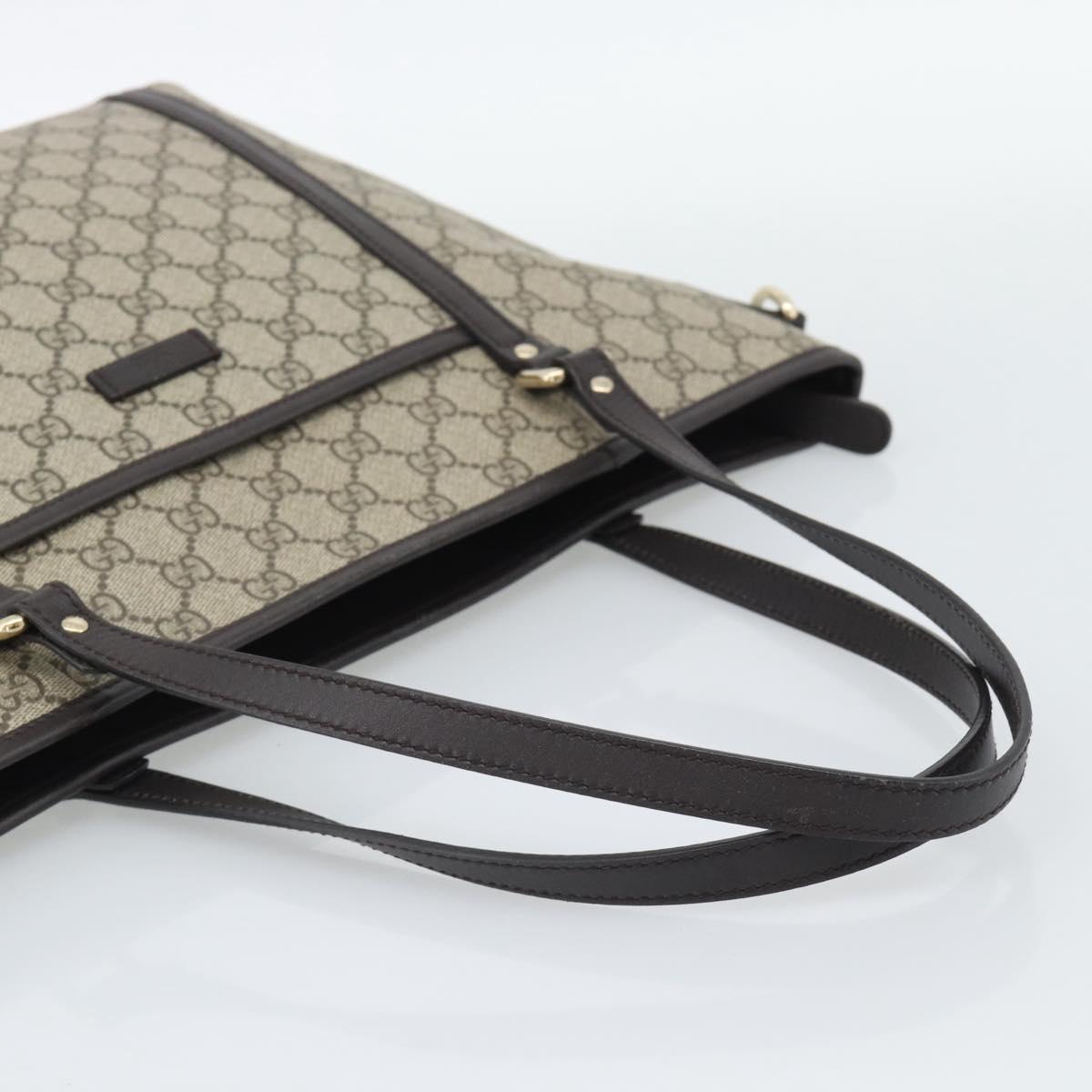 GUCCI GG Supreme Tote Bag PVC Leather Beige Gold Tone 388929 Auth 192875A