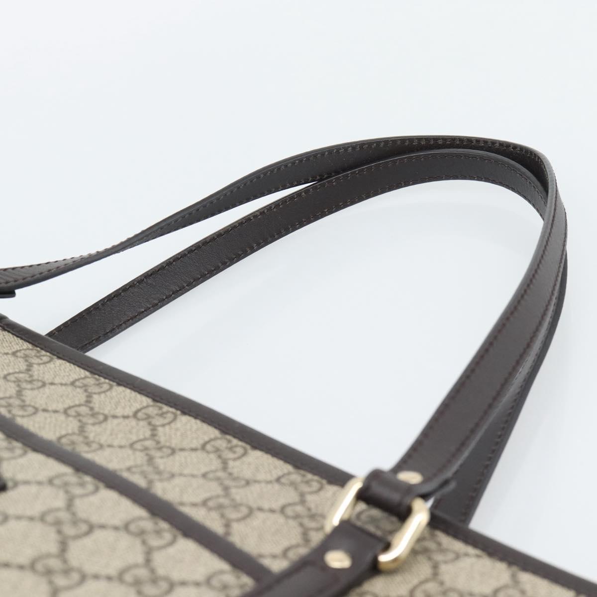 GUCCI GG Supreme Tote Bag PVC Leather Beige Gold Tone 388929 Auth 192875A
