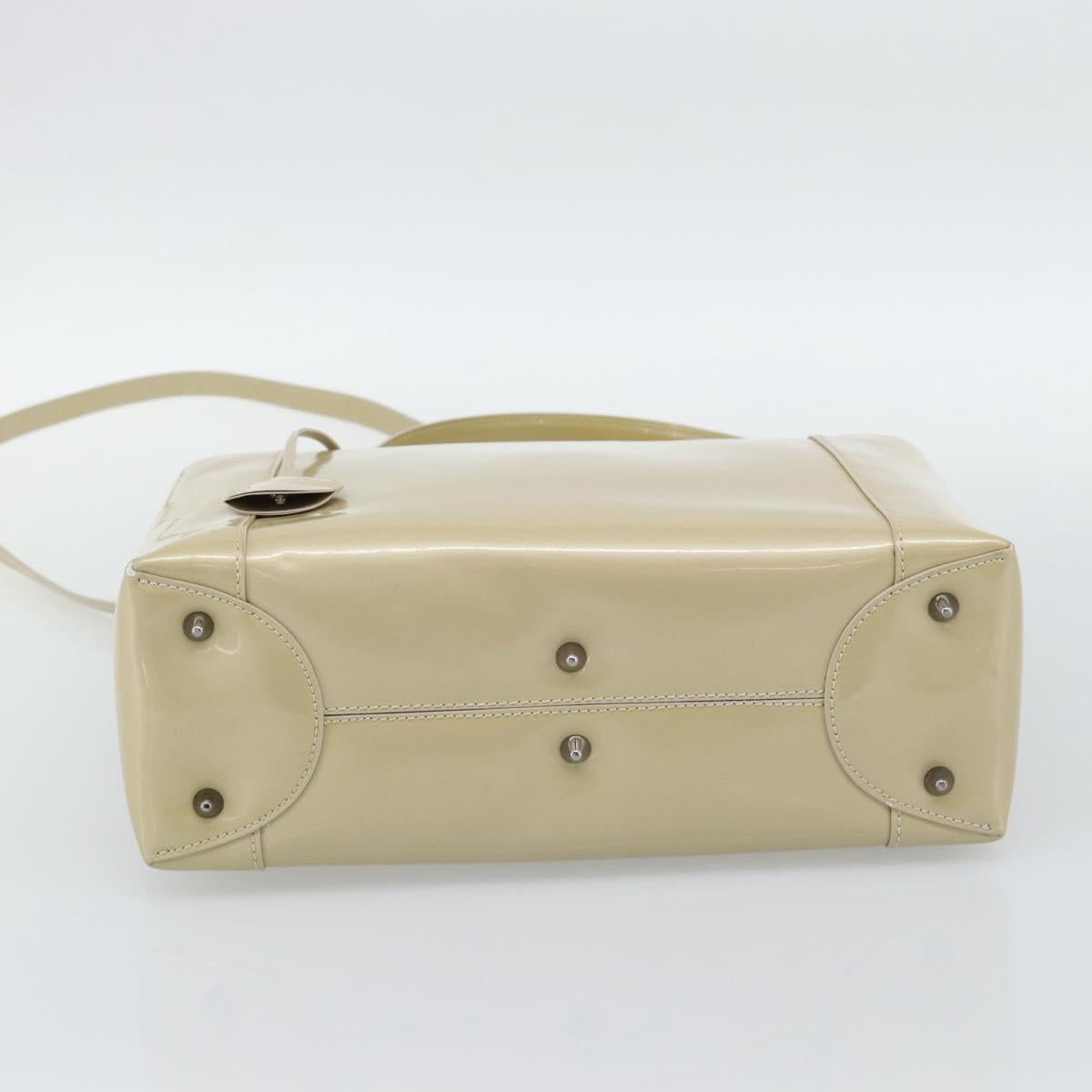 Christian Dior Maris Pearl Tote Bag Patent 2way Champagne Gold Auth 192876A