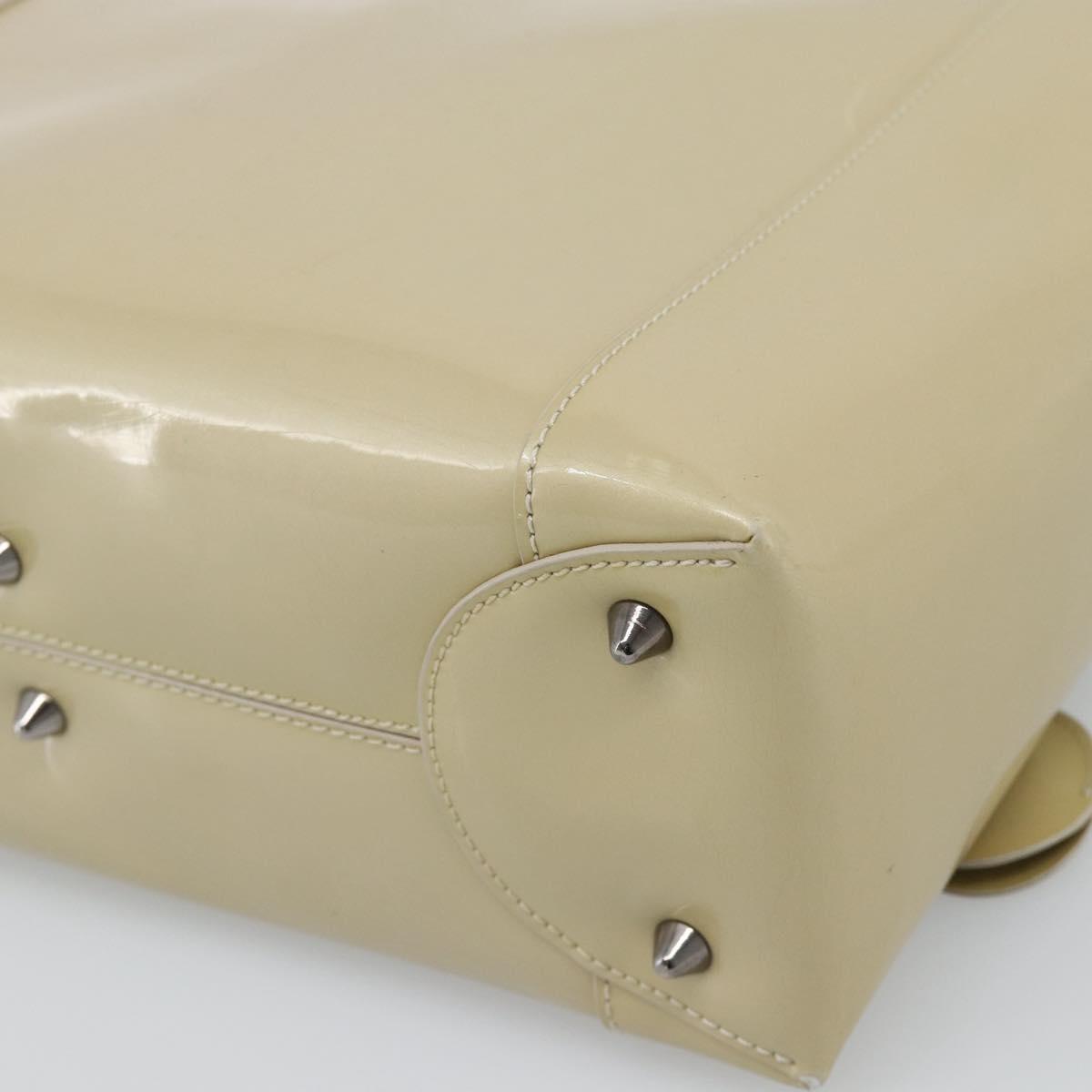 Christian Dior Maris Pearl Tote Bag Patent 2way Champagne Gold Auth 192876A