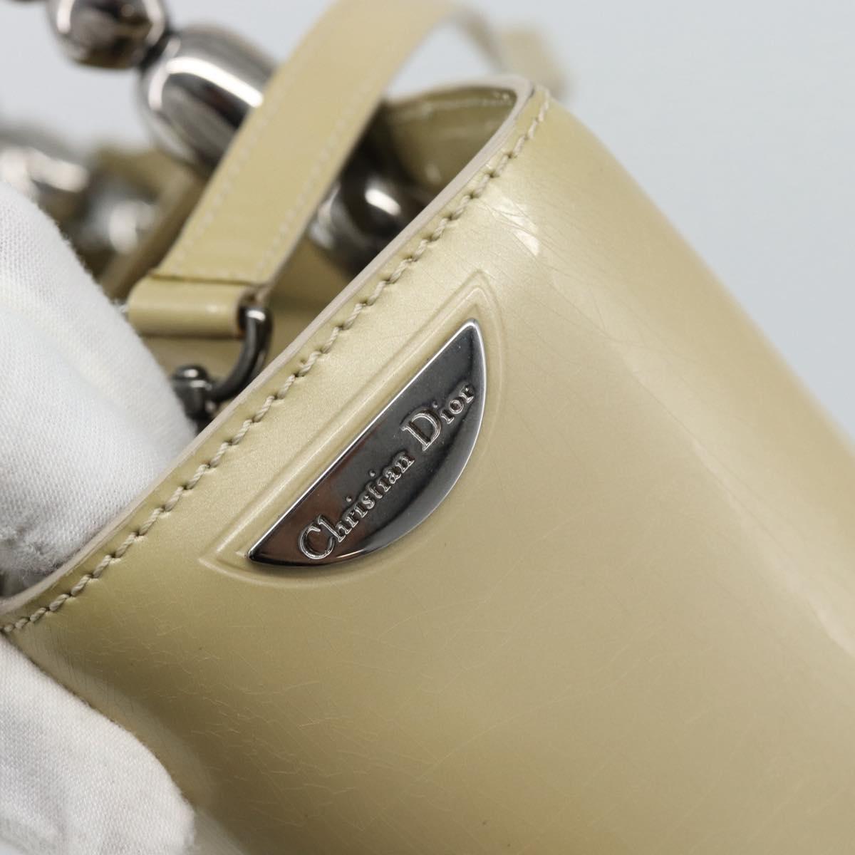 Christian Dior Maris Pearl Tote Bag Patent 2way Champagne Gold Auth 192876A