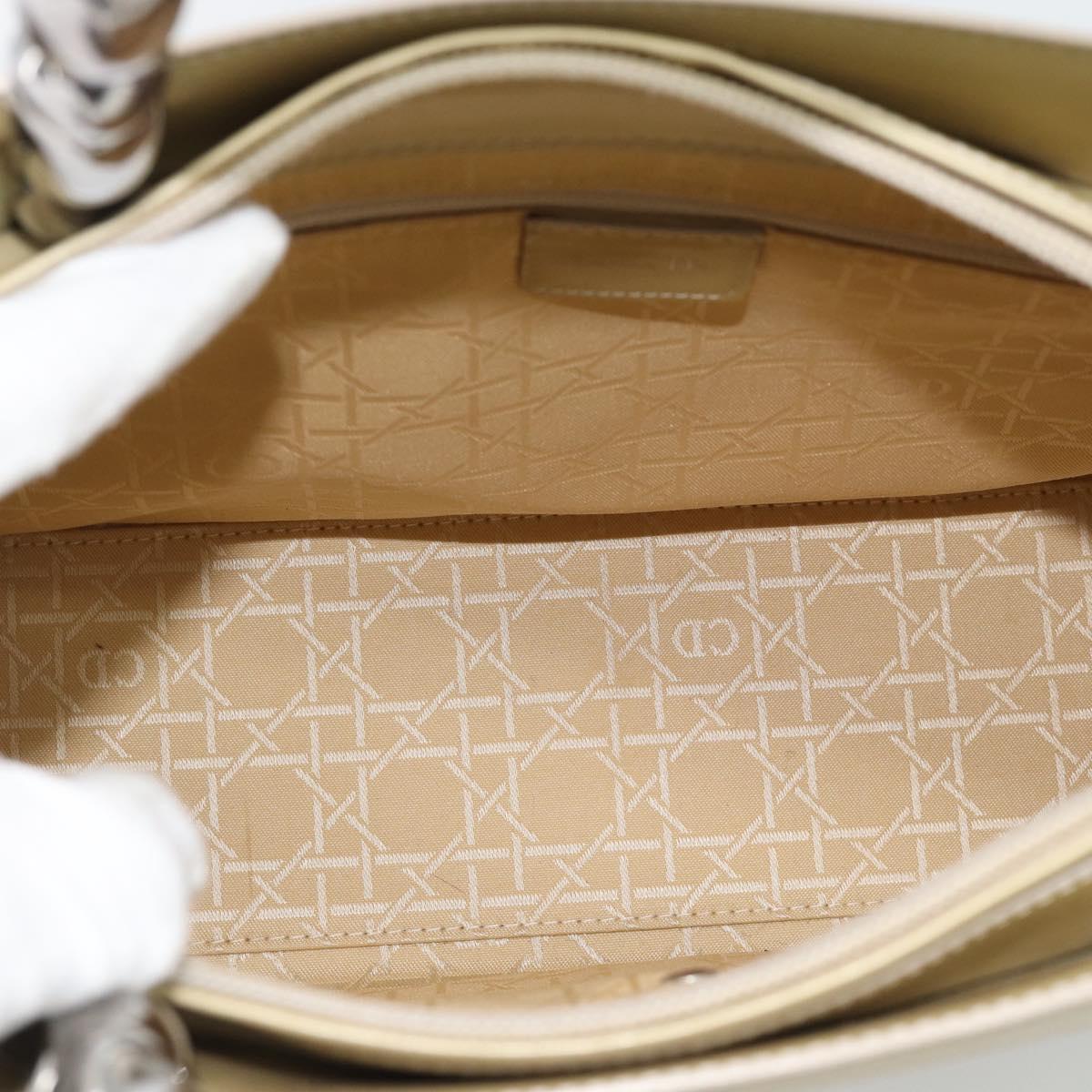 Christian Dior Maris Pearl Tote Bag Patent 2way Champagne Gold Auth 192876A