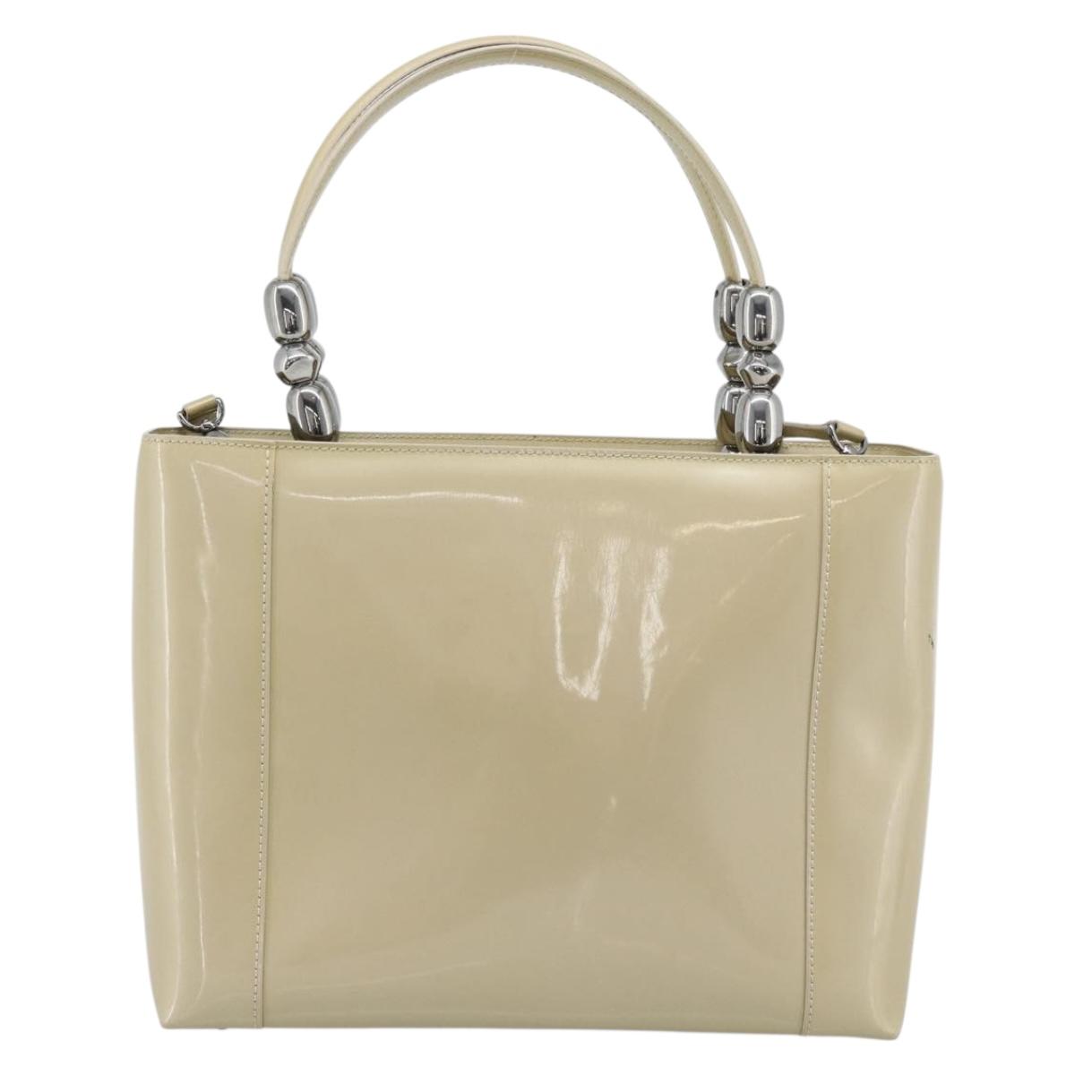 Christian Dior Maris Pearl Tote Bag Patent 2way Champagne Gold Auth 192876A