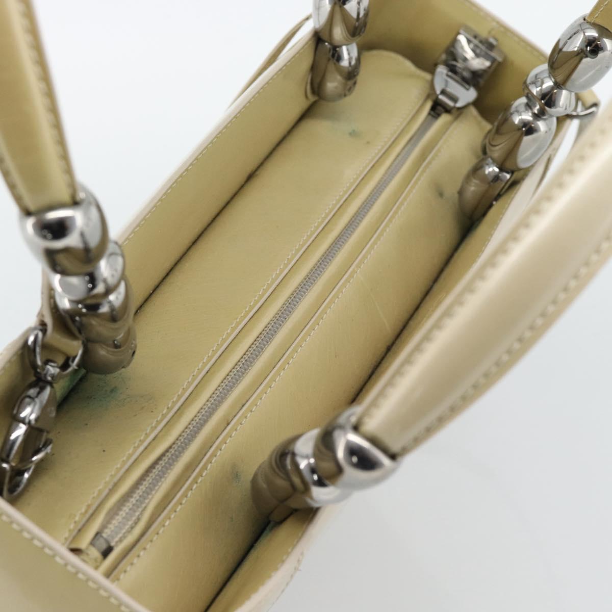 Christian Dior Maris Pearl Tote Bag Patent 2way Champagne Gold Auth 192876A