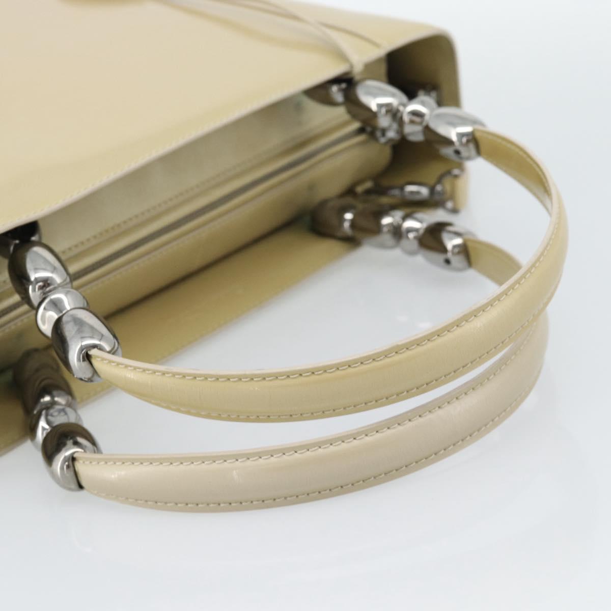 Christian Dior Maris Pearl Tote Bag Patent 2way Champagne Gold Auth 192876A
