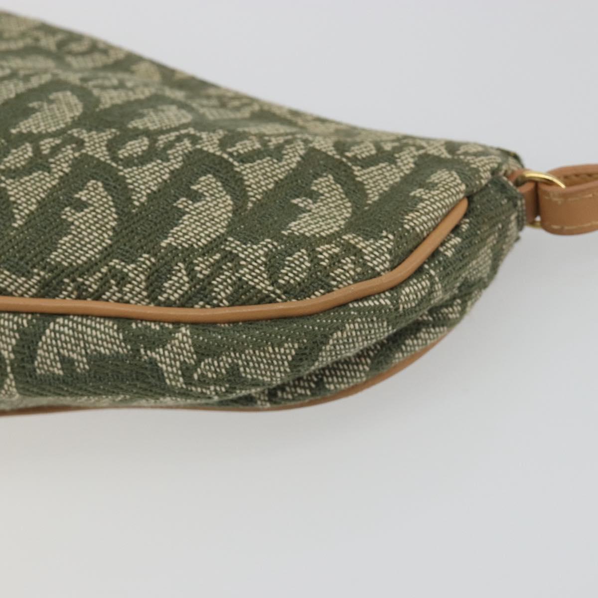 Christian Dior Trotter Canvas Saddle Pouch Khaki Gold Auth 192877V