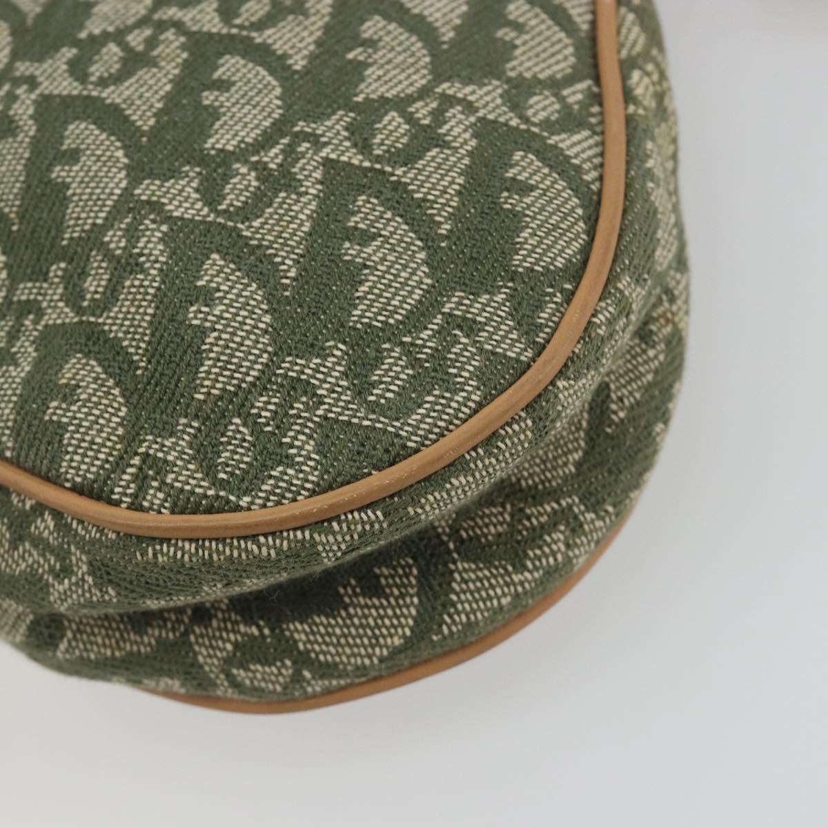 Christian Dior Trotter Canvas Saddle Pouch Khaki Gold Auth 192877V