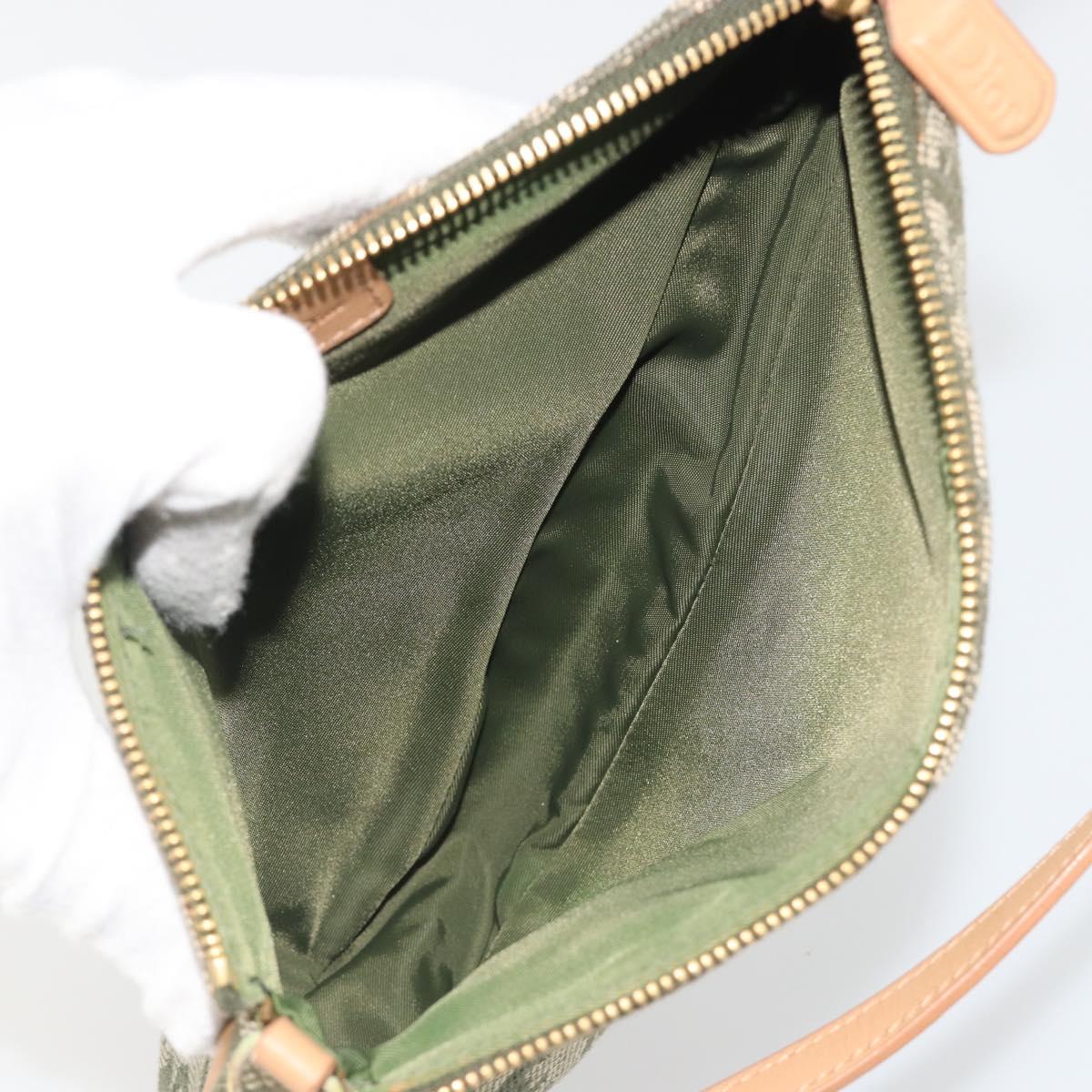 Christian Dior Trotter Canvas Saddle Pouch Khaki Gold Auth 192877V