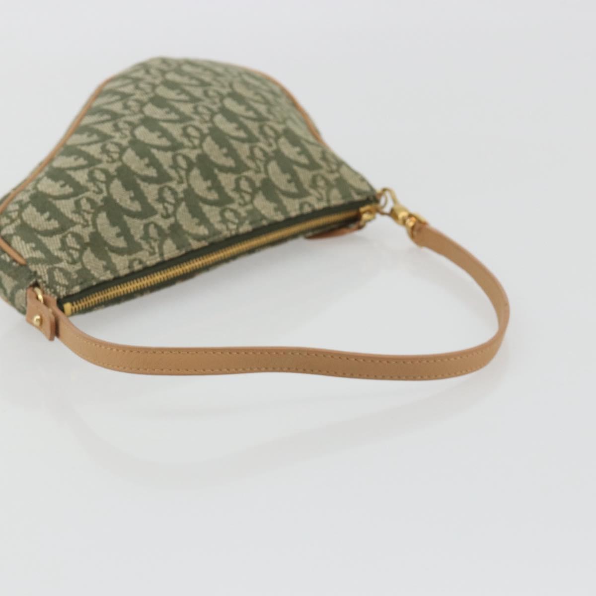 Christian Dior Trotter Canvas Saddle Pouch Khaki Gold Auth 192877V