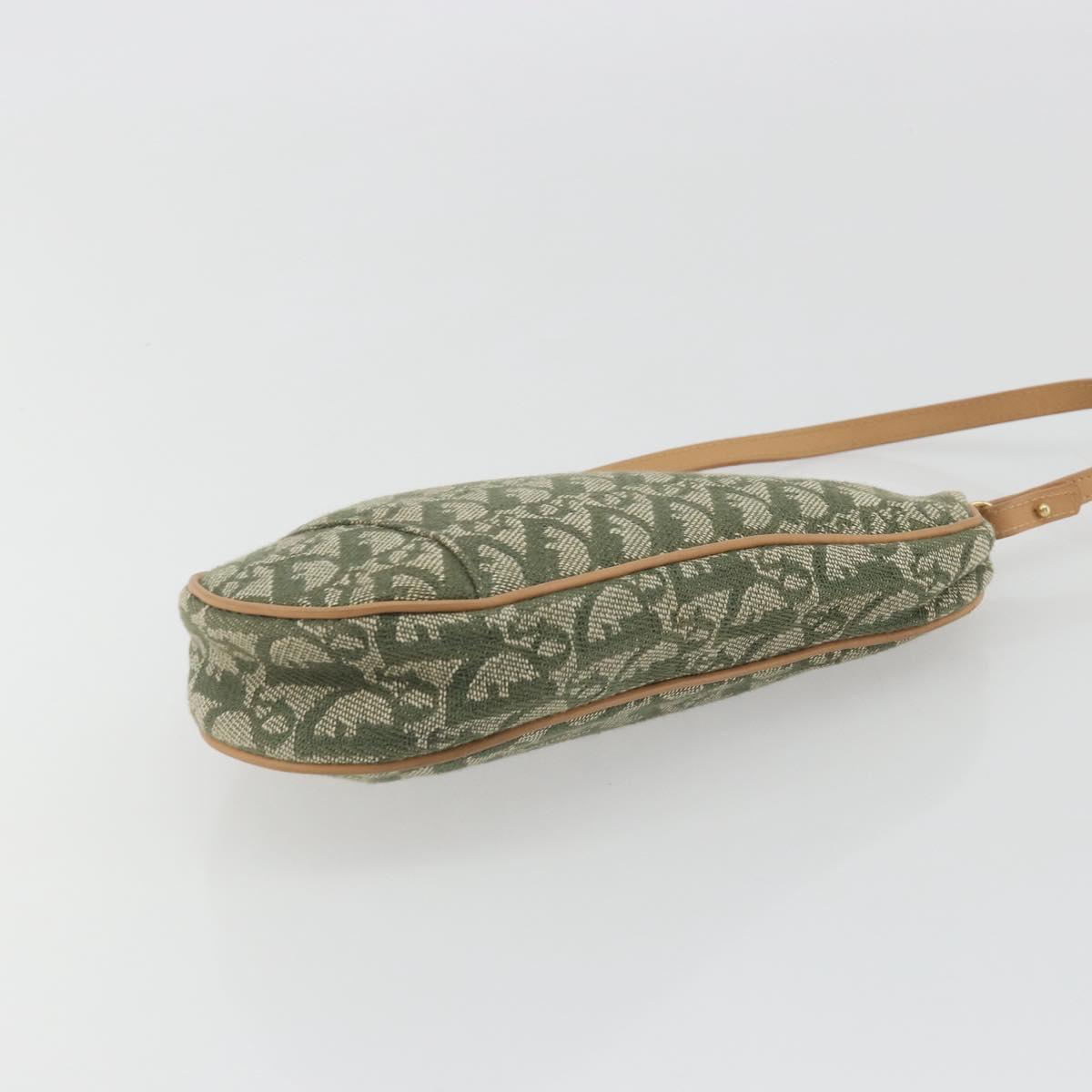 Christian Dior Trotter Canvas Saddle Pouch Khaki Gold Auth 192877V