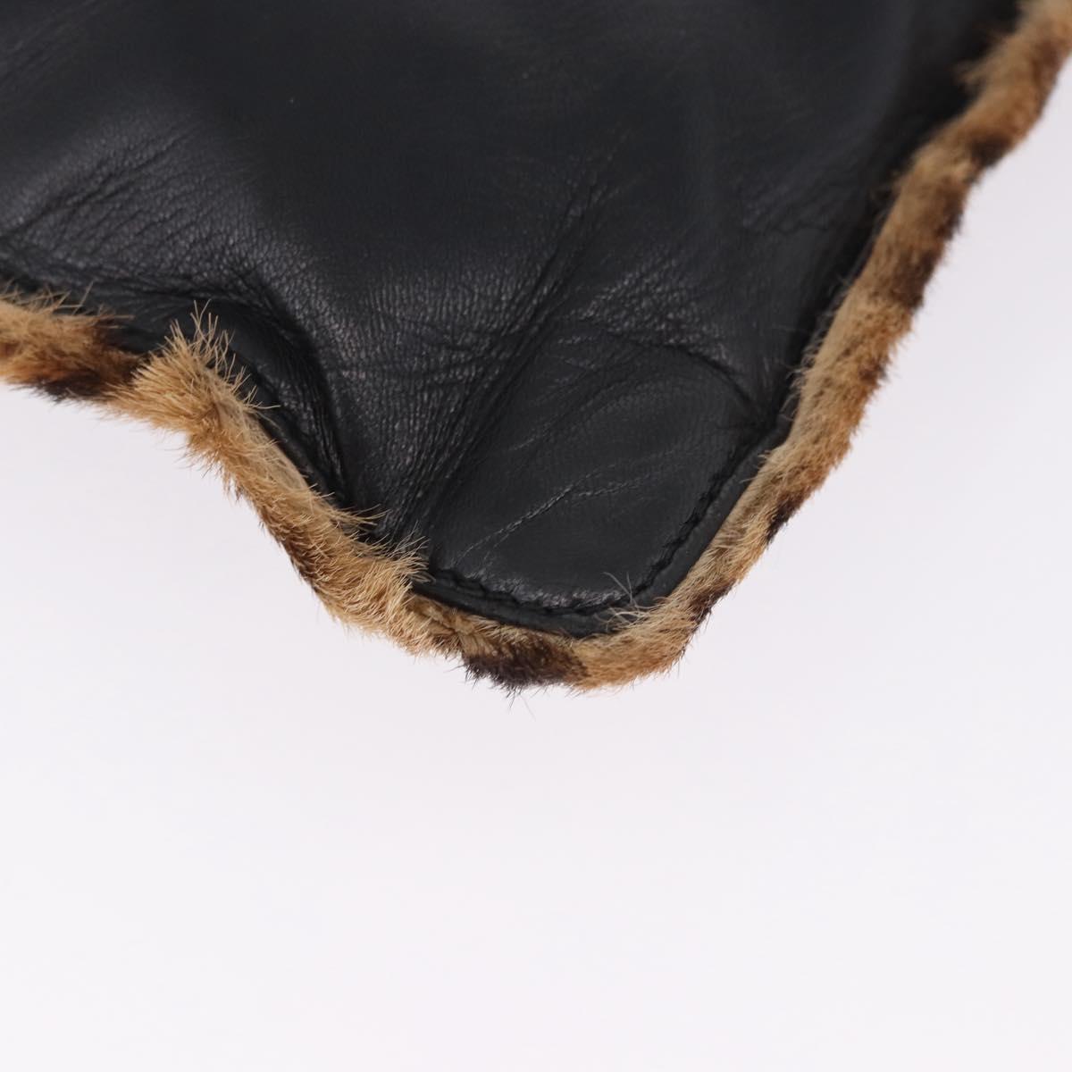 LOEWE Hand Bag Harako leather Black Leopard Auth 192879A