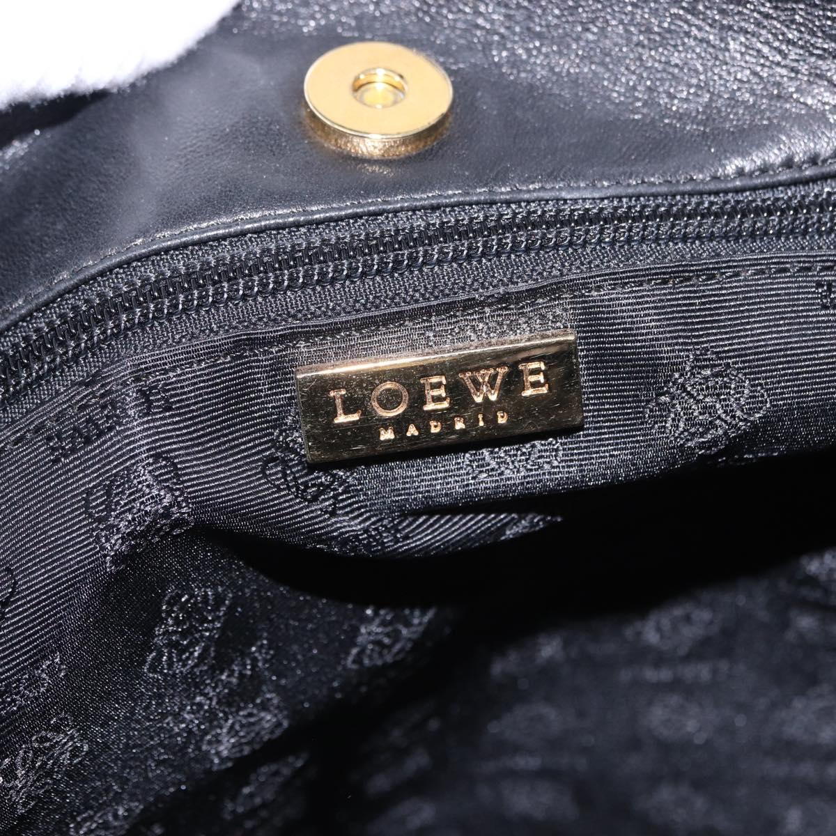 LOEWE Hand Bag Harako leather Black Leopard Auth 192879A