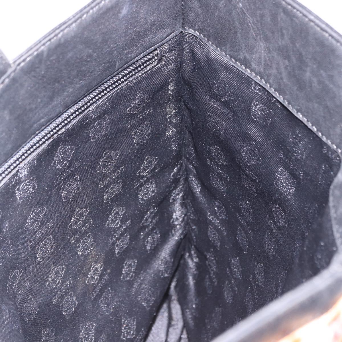 LOEWE Hand Bag Harako leather Black Leopard Auth 192879A