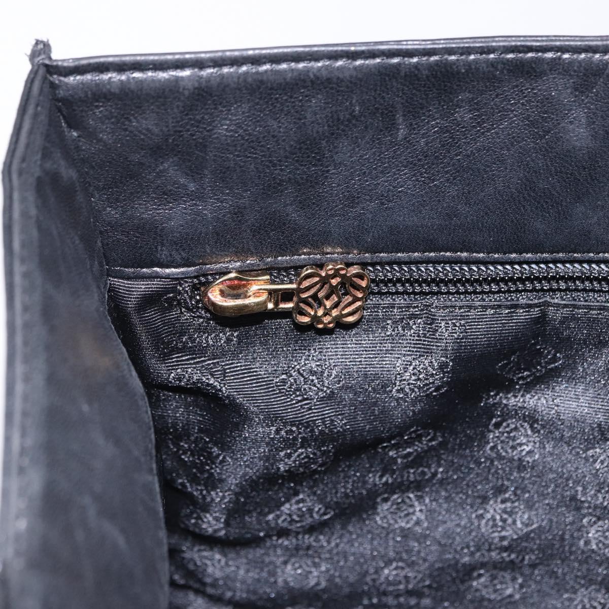 LOEWE Hand Bag Harako leather Black Leopard Auth 192879A