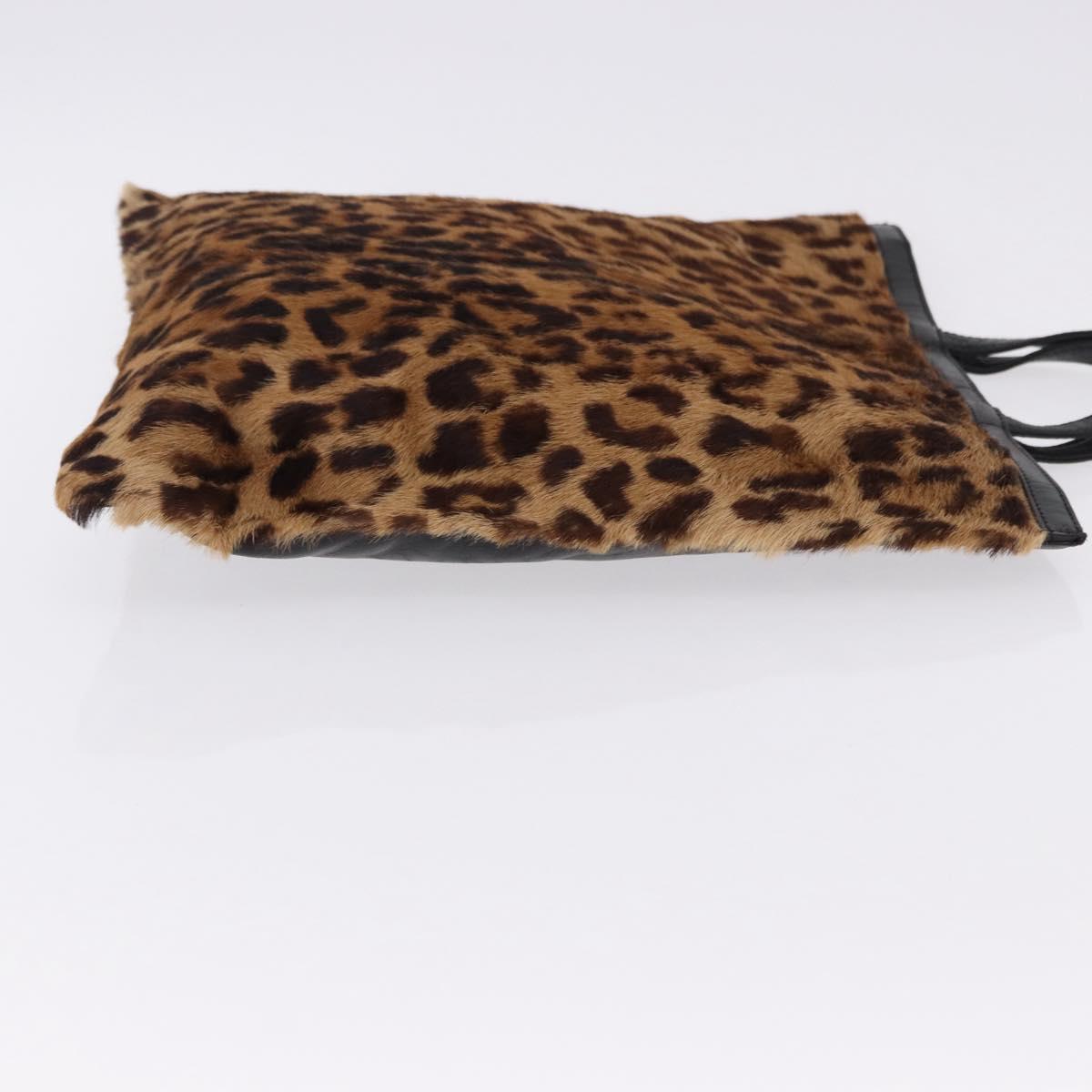 LOEWE Hand Bag Harako leather Black Leopard Auth 192879A