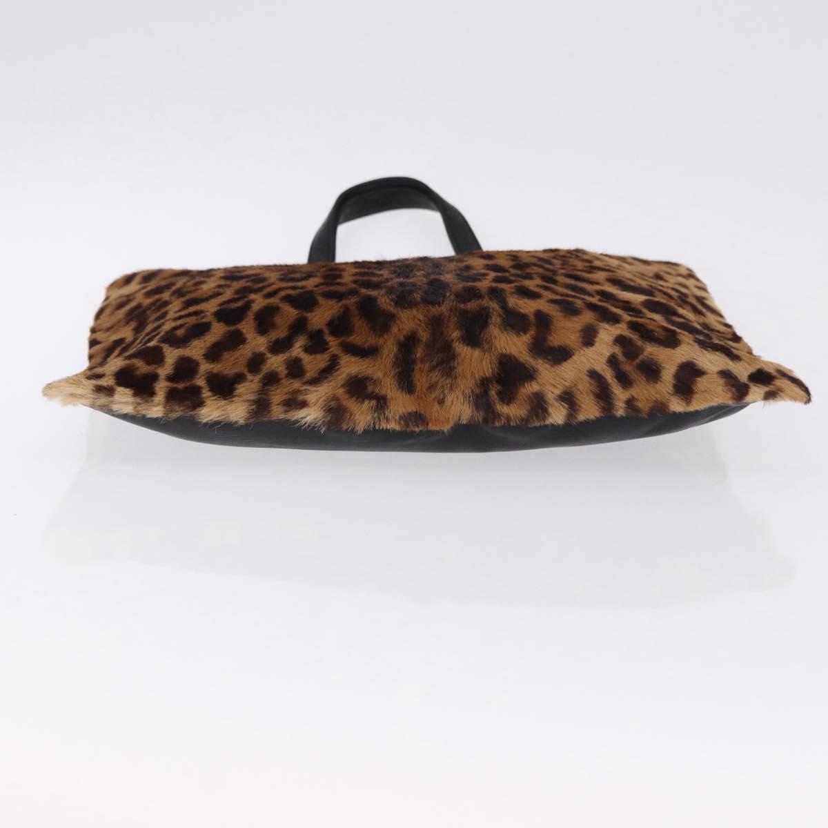 LOEWE Hand Bag Harako leather Black Leopard Auth 192879A