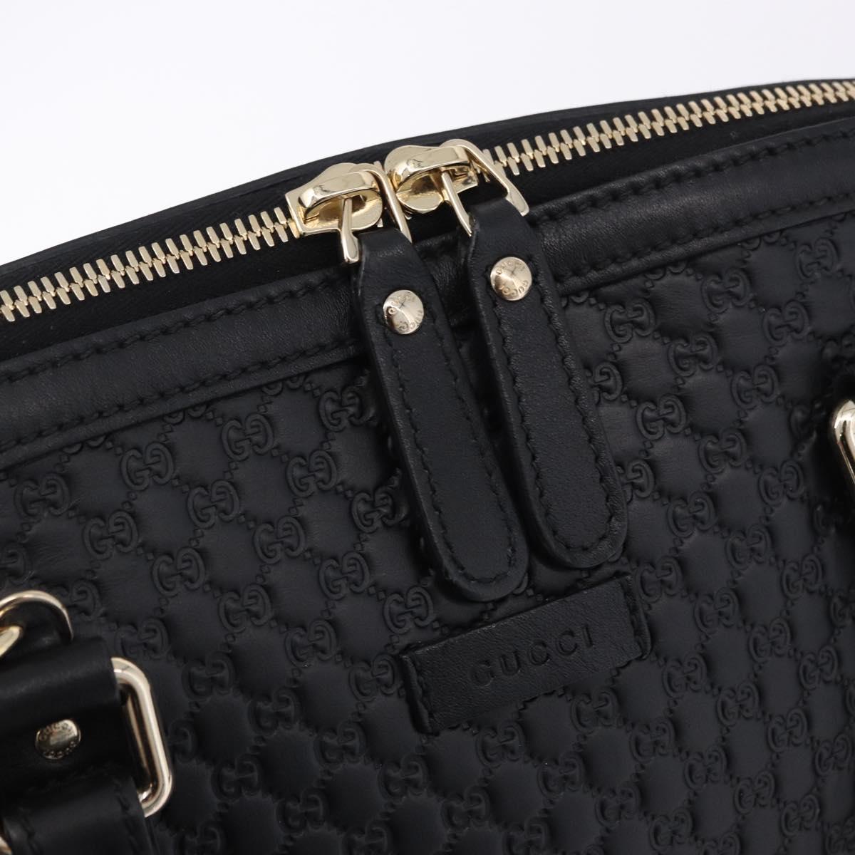 GUCCI Micro GG Canvas Guccissima Bag Leather 2way Outlet Black Auth 192880V