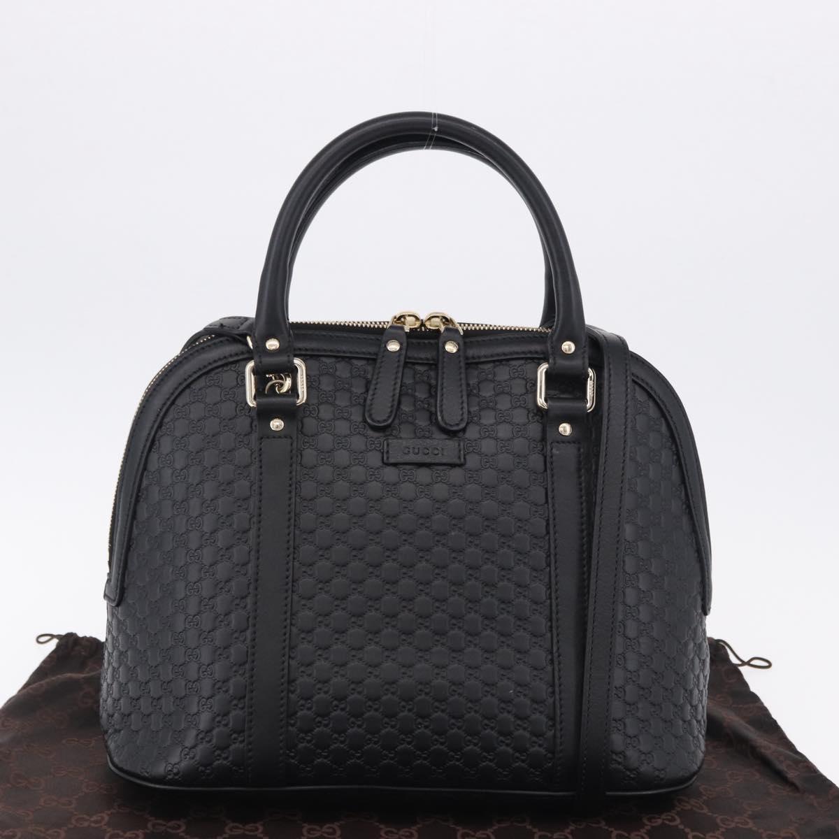 GUCCI Micro GG Canvas Guccissima Bag Leather 2way Outlet Black Auth 192880V