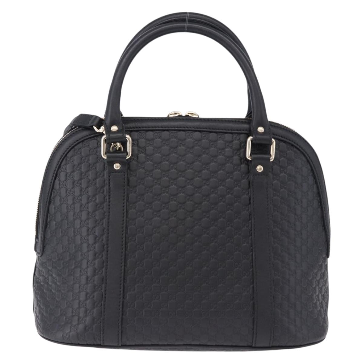 GUCCI Micro GG Canvas Guccissima Bag Leather 2way Outlet Black Auth 192880V