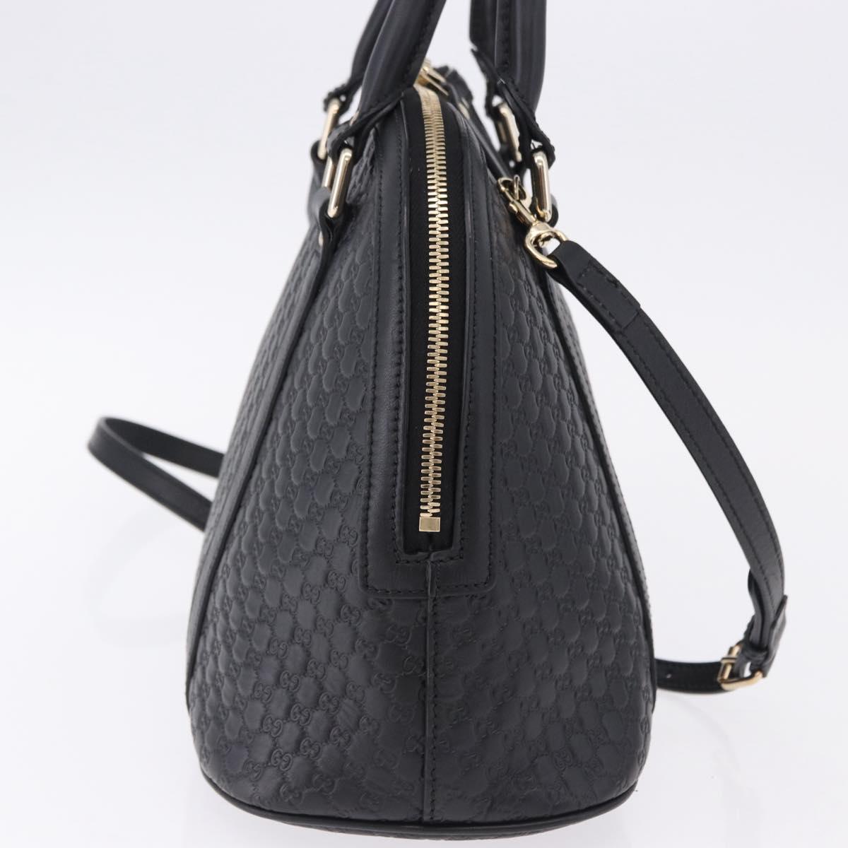 GUCCI Micro GG Canvas Guccissima Bag Leather 2way Outlet Black Auth 192880V