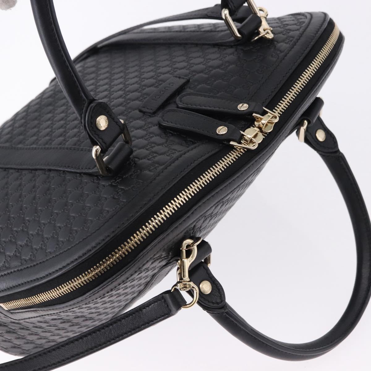 GUCCI Micro GG Canvas Guccissima Bag Leather 2way Outlet Black Auth 192880V