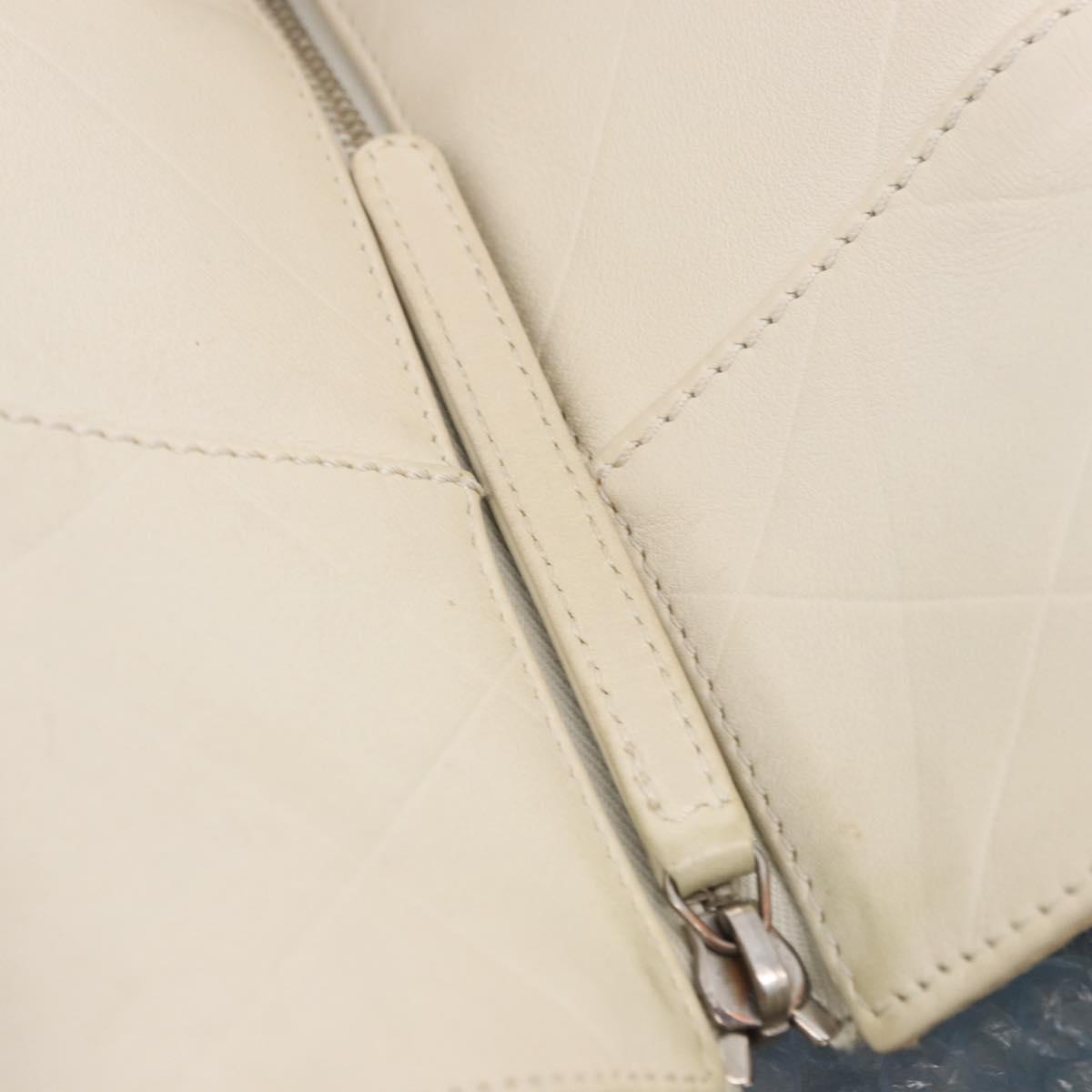 CHANEL Hand Bag Leather Ivory Silver CC Auth 192881