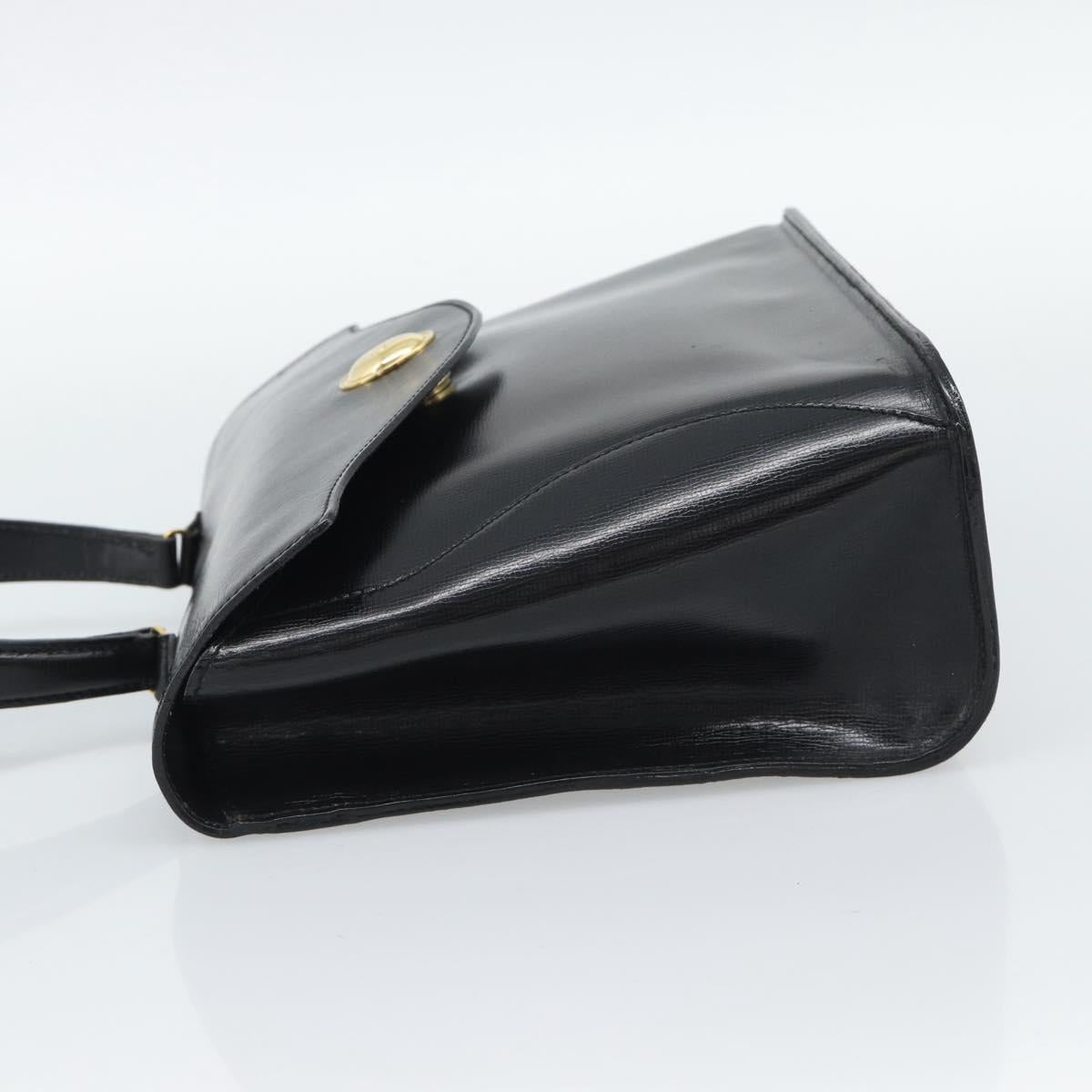 Christian Dior Hand Bag Leather Black Gold Tone Auth 192882