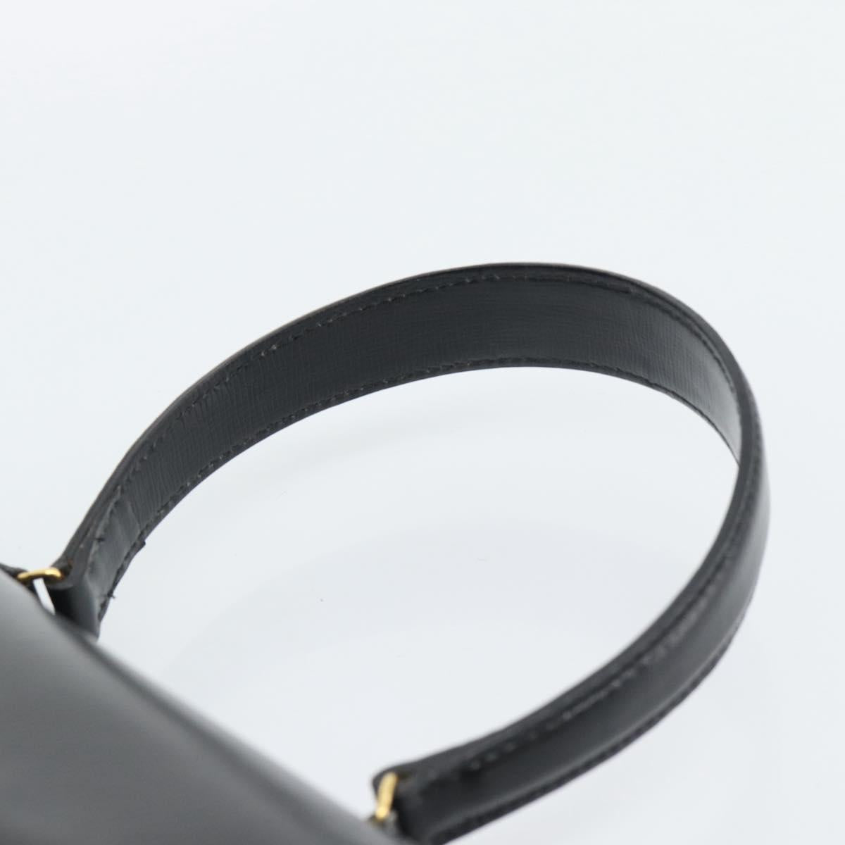Christian Dior Hand Bag Leather Black Gold Tone Auth 192882