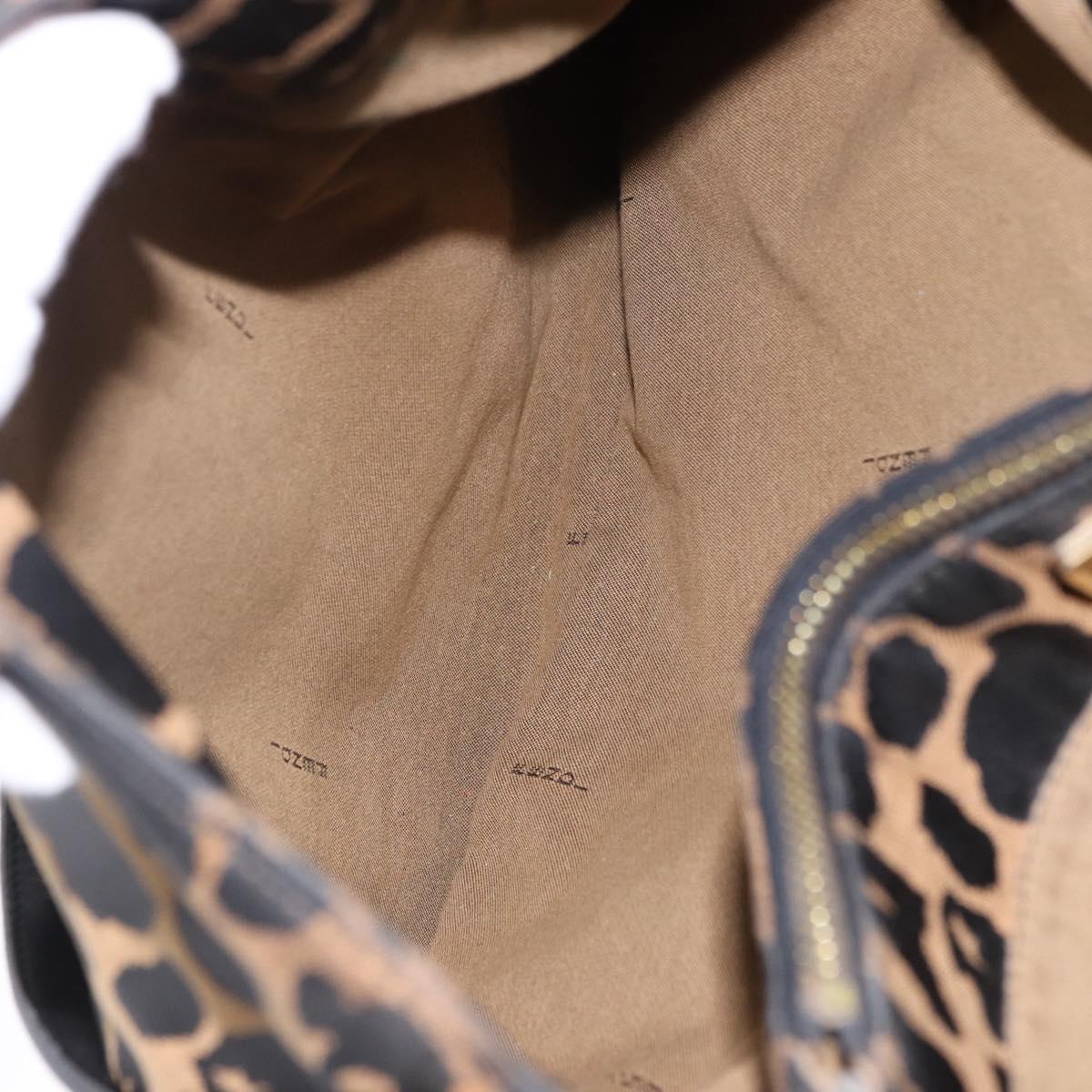 FENDI Tote Bag Canvas Brown Gold Tone Auth 192884