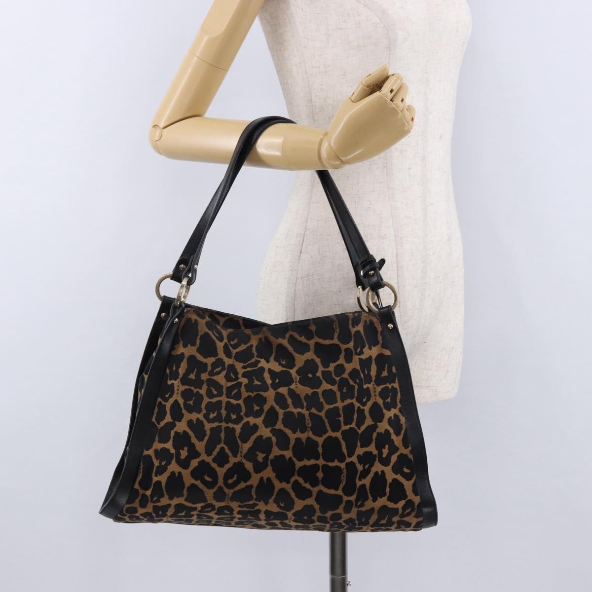 FENDI Tote Bag Canvas Brown Gold Tone Auth 192884