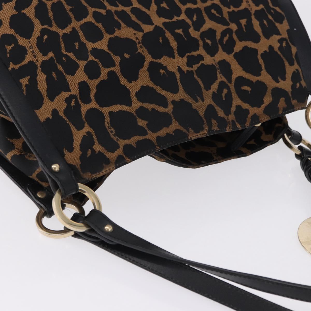 FENDI Tote Bag Canvas Brown Gold Tone Auth 192884