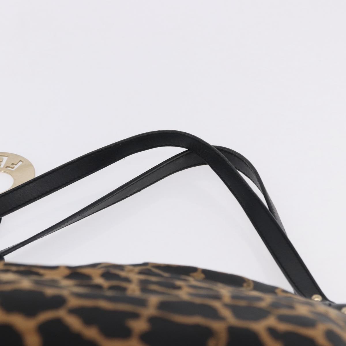 FENDI Tote Bag Canvas Brown Gold Tone Auth 192884